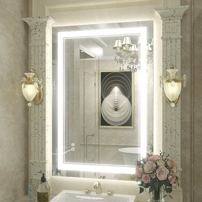  Wayfair Basics® UL Certified Front & Back LED Anti-Fog Tempered Glass Bathroom/Vanity Mirror 