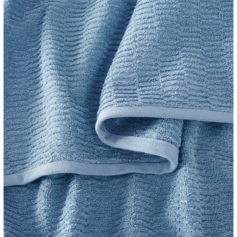  Textured Quick Dry Bath Towel Set, Blue