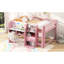 Lit mezzanine double pleine grandeur, rose, avec bureau intégré, armoires de rangement, bibliothèque, tableau blanc pour griffonner, assemblage facile et lit rose spacieux à trois compartiments, tablettes ouvertes, espace disponible-130522900