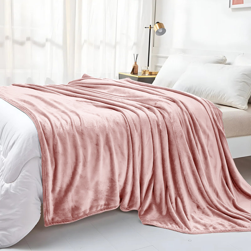Reversible Faux Fur Mink Fleece Blanket Throw - Ultra Soft Plush Luxury Sofa & Bed Throw, Warm Light, King 200cm x 240cm