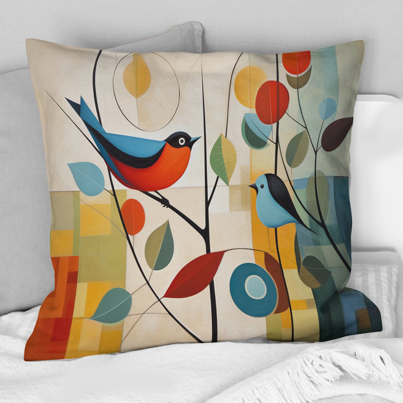 Green Mid Century Mod Nature III - Abstract Midcentury Printed Throw Pillow