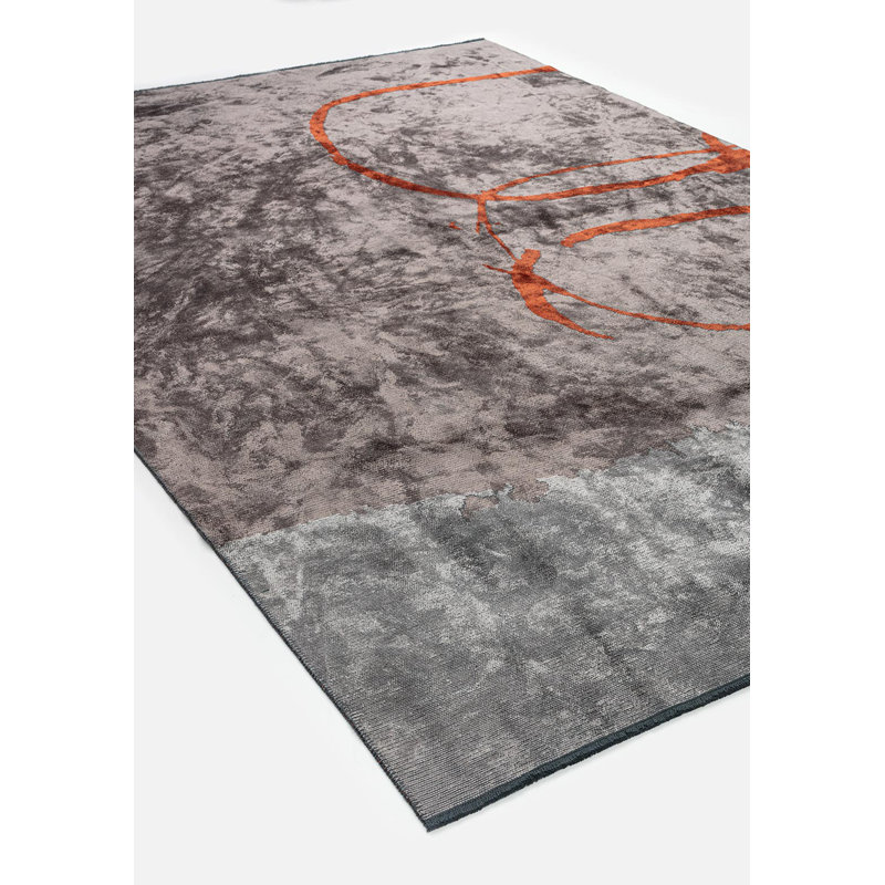 Rapture Abstract Area Rug in Gray, Rectangle 6'7" x 9'10"
