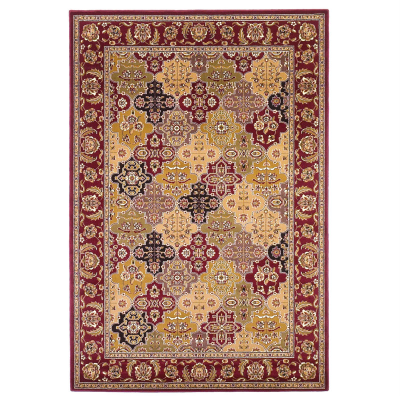 Tapis rouge à motif floral Trond, Rectangulaire 9 pi 8 po x 13 pi 2 po