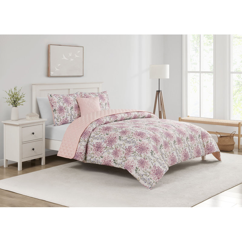 Ensemble d'édredon / courtepointe 5 pièces Easton, Floral brun, Édredon de grand lit + 4 pièces additionnelles