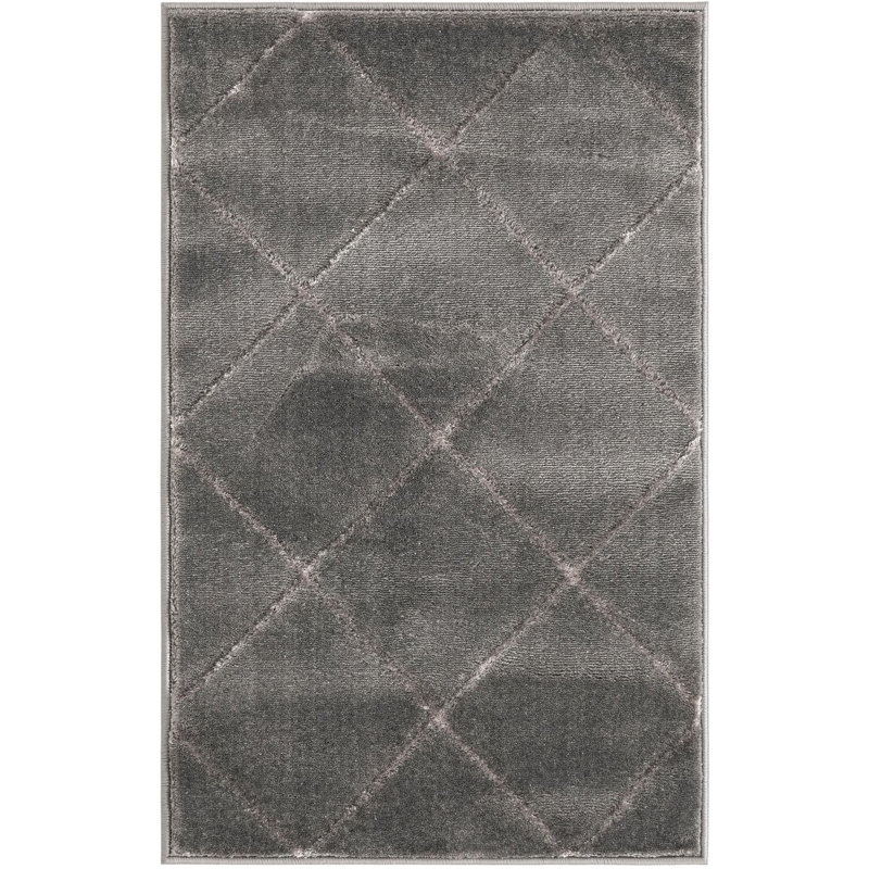 Contemporary Etowah Runner Rug Gray and Silver Color, Rectangle 2' x 3'1"