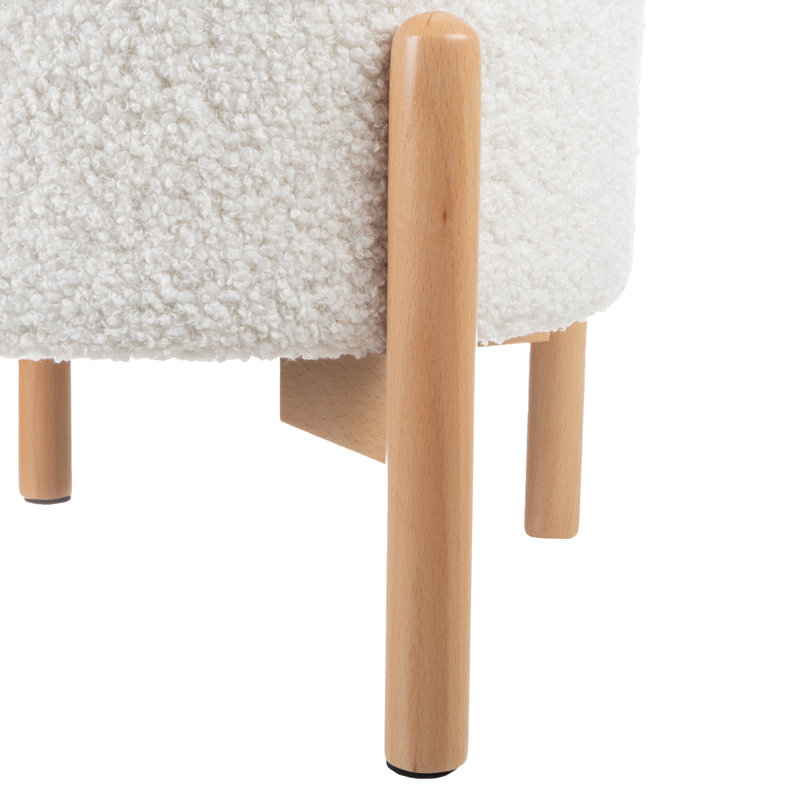 Artana Round Storage Ottoman with Sherpa Footrest or Storage Organizer with Removable Top for Living Room, Dorm, or Apartment