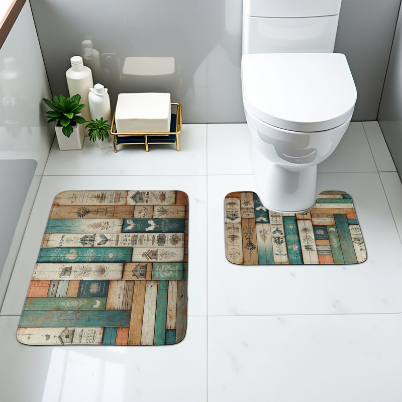  Ensemble de 2 tapis de salle de bain Farmhouse