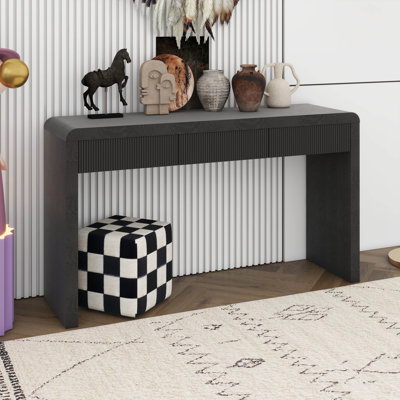 Console rustique avec façade de tiroir cannelée, table d'entrée