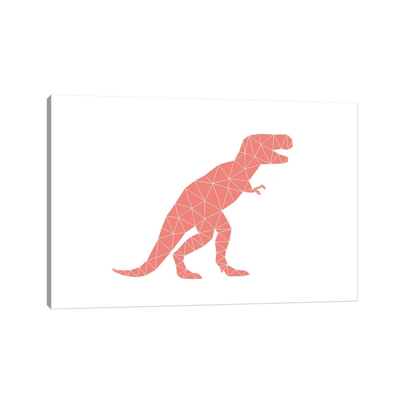 Geometric Dino T-Rex - impression d'art graphique, Toile tendue, H 8 po x l 12 po x P 0,75 po