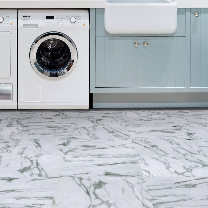 30.48cm x 30.48cm Vinyl Tile in Off White/Grey 10 Per Pack