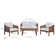 4-Piece Wooden Patio Conversation Set With Cushions & Matching Coffee Table
