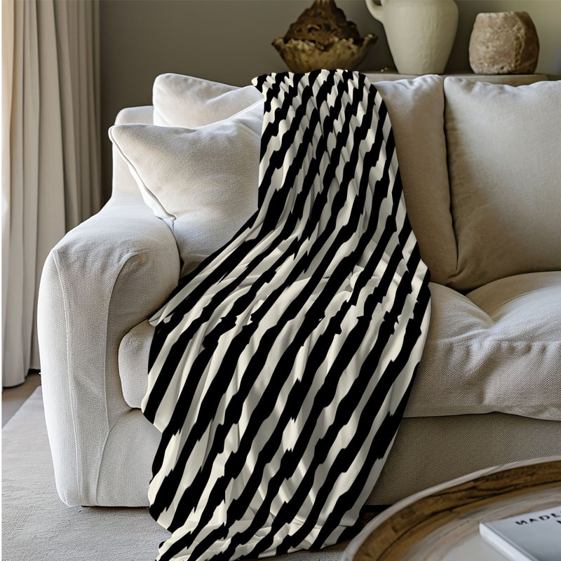 Mono rayures - 1 pièce Sherpa Premium couverture 0111, L 50 po x L 60 po