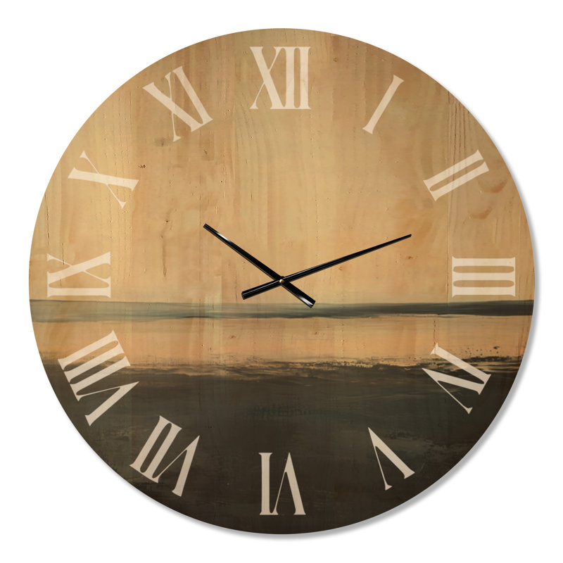 Silent Shoreline Drift II - Horloge murale ronde en bois de couleur crème, Extra Large