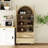 71" Arched Bookcase with Pantry Storage with Glass Door, Bookshelf with 2 Drawers-358774175