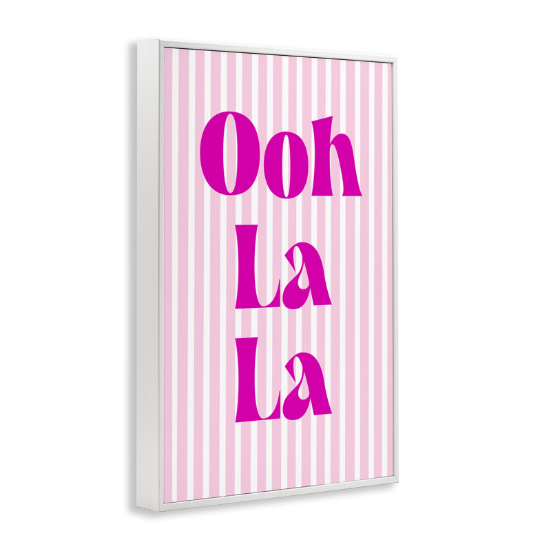 Ooh La La sur rayures roses, estampe numérique, design par Pooja Dave, H 24 po x l 16 po