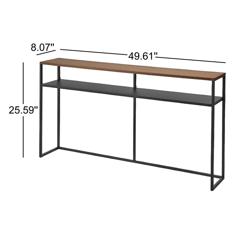 Yamazaki Home Long Console Table - Two Styles, Steel, Open, Holds 11 Lbs, Black