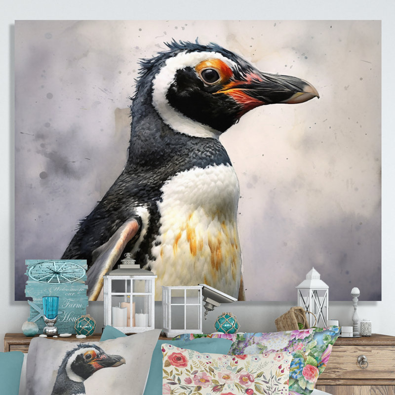«Graceful Penguins I», reproduction sur toile, Toile tendue, H 30 po x l 40 po x P 1,5 po