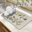 Tapis de séchage de vaisselle pour comptoir de cuisine, tapis de bar à café absorbant 12 po x 20 po avec herbes de fleurs de sauge rétro, tapis de support pour égouttoir à vaisselle
