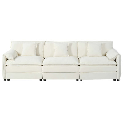 Oversized Deep Seat Sectional Cloud Sofa Sleeper with 3 Ottomans & Soft Pillows, Modular Couch Bed for Living Room, Apartment, DIY Combination Chenille