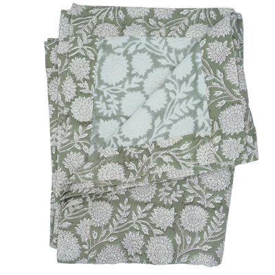 Fabdivine 18X18 Inch Table Napkin with Block Print – Perfect for All Occasions, Rajat, Green