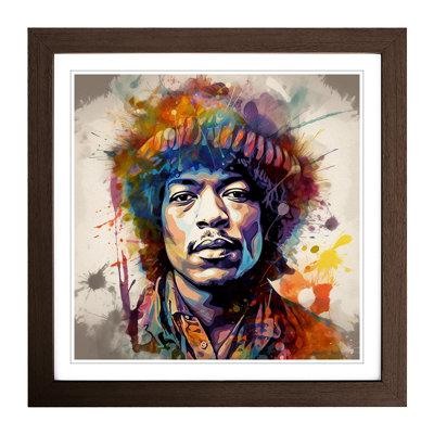 Jimi Hendrix Digital - Single Picture Frame Print on Wood
