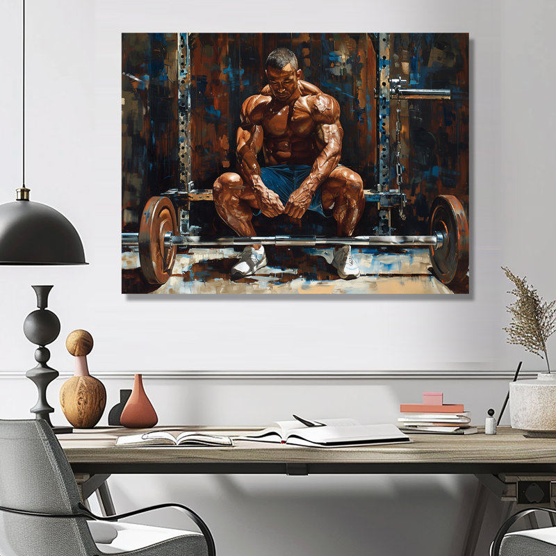 Reproduction d'art aérobie et musculation, Métal métal, H 12 po x l 20 po x P 1 po