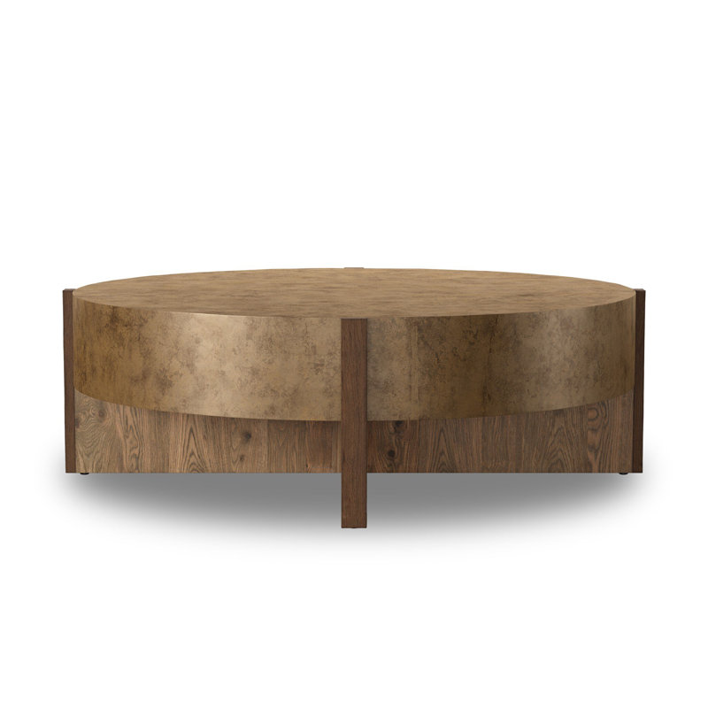 Bingham Coffee Table, 17.75"H x 55"W x 55"D, Antiqued Brass Aluminum