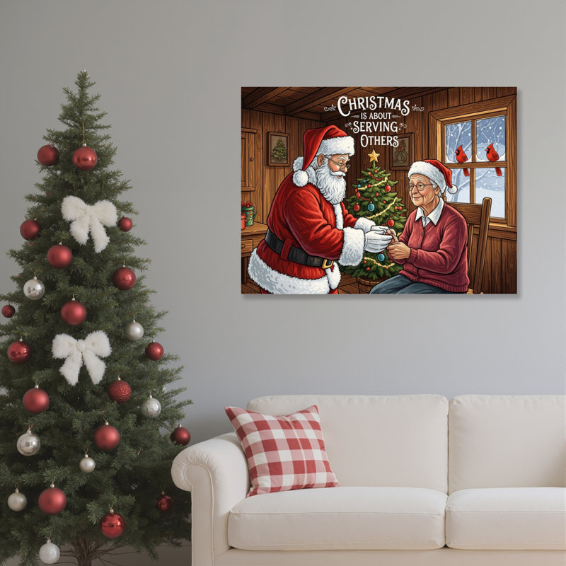 Art mural sur toile père Noël, H 20 po x l 30 po