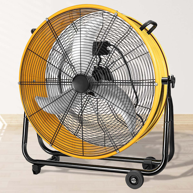 24 in. Yellow 3-Speed High Velocity Metal Drum Fan Circulation