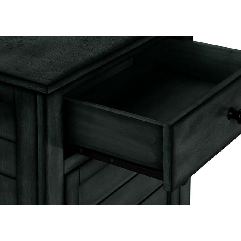 Table d'appoint avec plateau bleu antique - Compartiment de table spacieux et compartiment de rangement dans l'armoire à tiroirs pour le salon