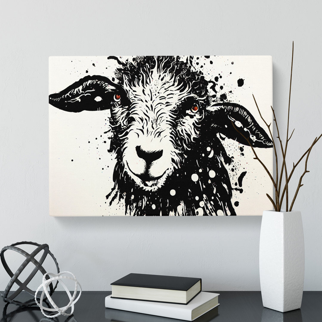 XXX-H1022-WF-7752X Sheep Paint Splatter Abstract - Wrapped Canvas Print