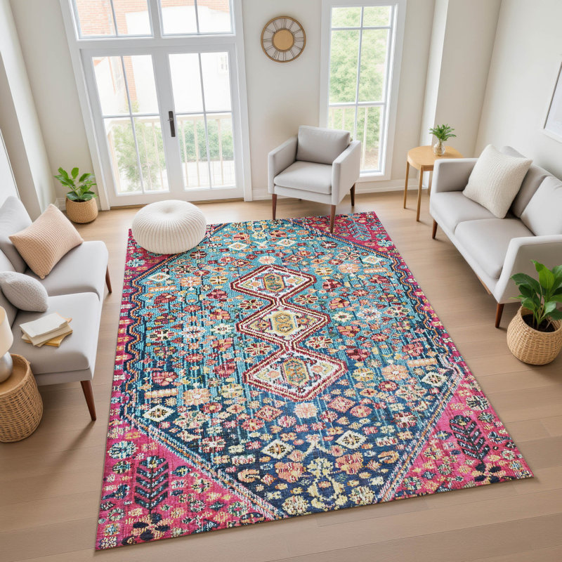 Premium Machine Washable Ashington AMF1834 Aztec Rug, Rectangle 5' x 7'6"