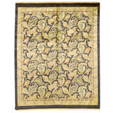 Hand Knotted Wool Area Rug in Blue And Gold