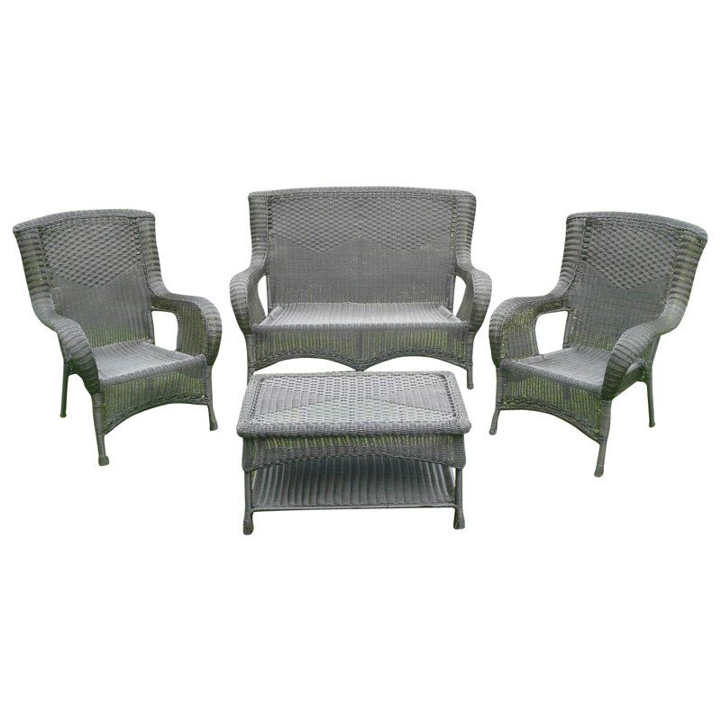 Hanish 4 - Person Patio Conversation Set, Antique Black