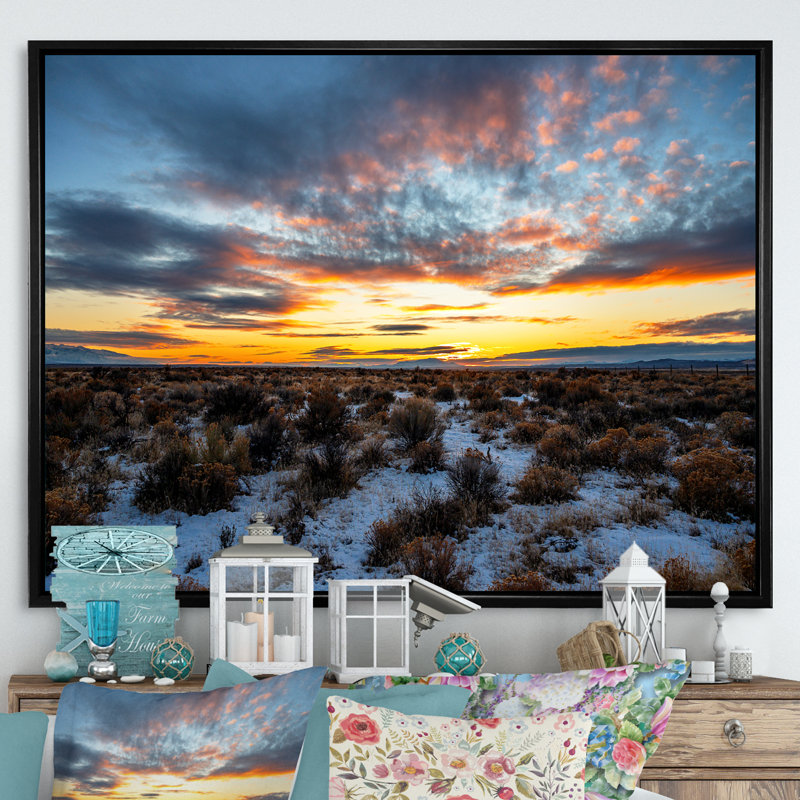 Winter Shrublands On Arkansas Desert sur toile, H 30 po x l 40 po x P 1,5 po, Cadre flottant noir