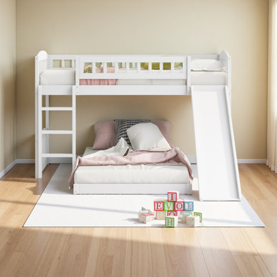 Twin Over Twin Bunk Bed With Slide And Ladder