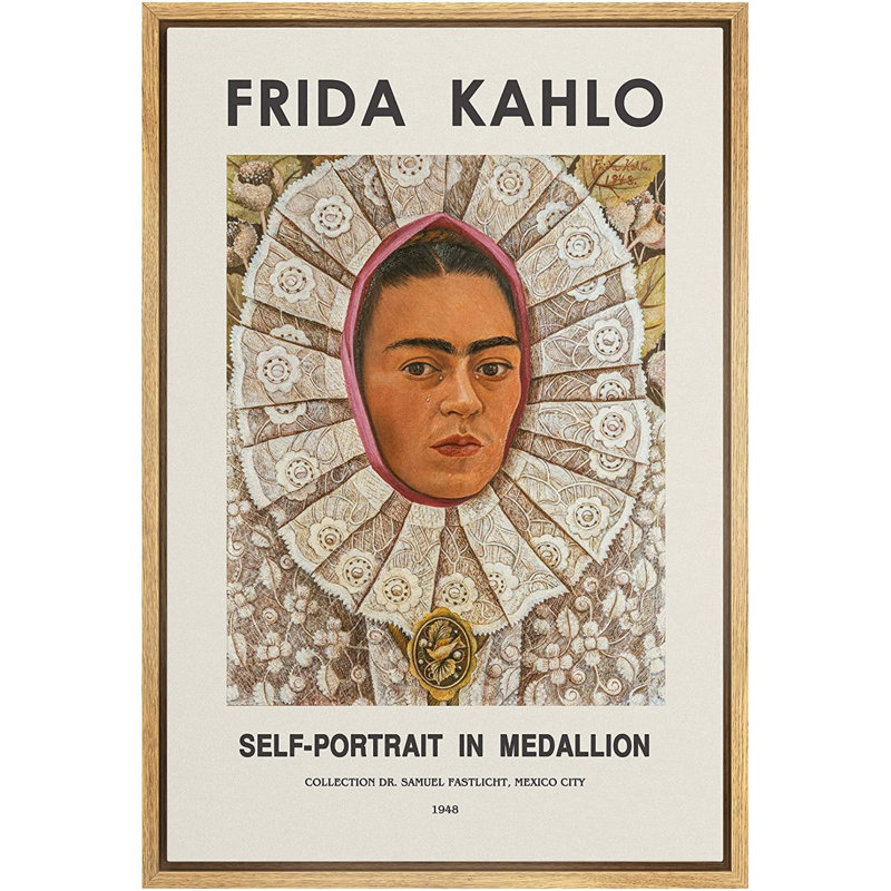 Art mural classique IDÉE4WALL, reproduction d'art sur toile autoportrait par l'artiste principale Frida Kahlo, Naturel