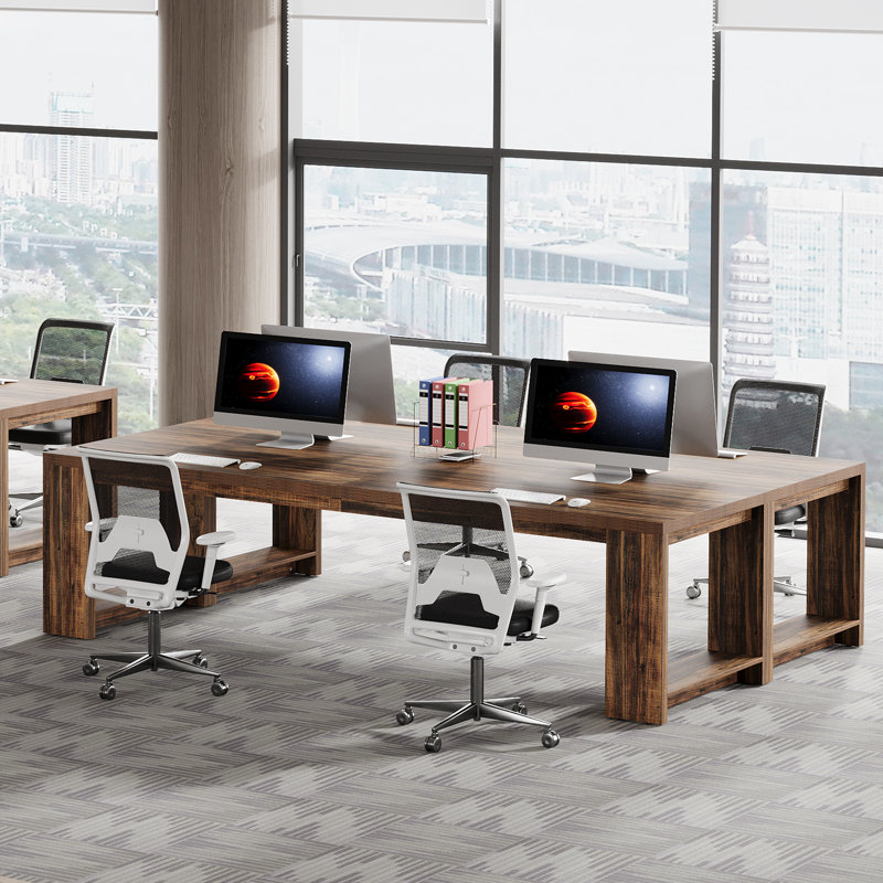 Bureau d'ordinateur 2 personnes Fredis, Brun