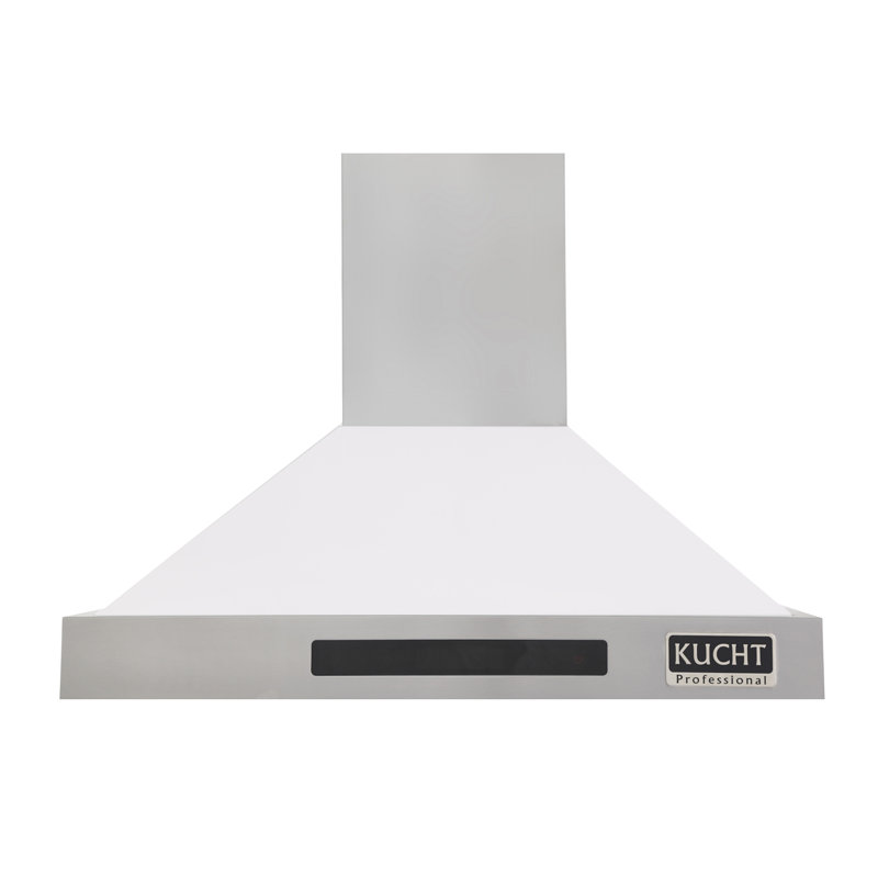 Kucht Stainless Steel Wall Range Hood, White, 28.75" H x 35.5" W x 22" D