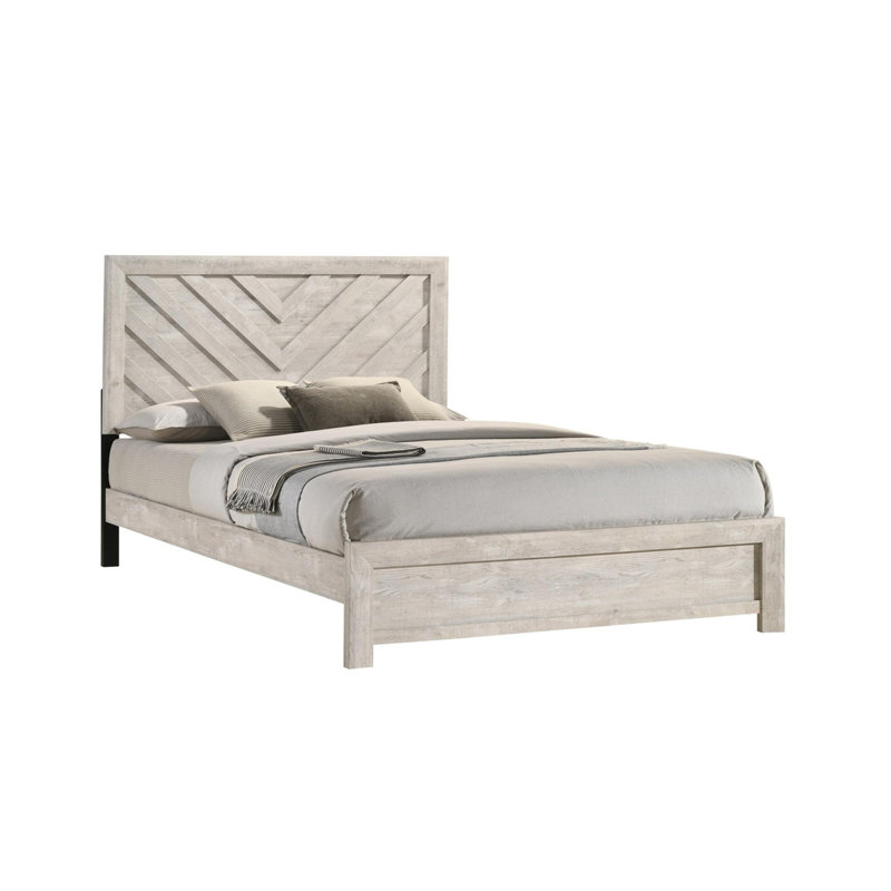 Tête de lit Velz W Chevron, finition bois, Beige, Double