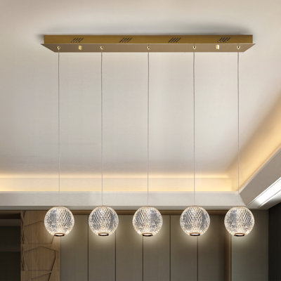 Sarmiento 5 - Light Gold/Clear LED Kitchen Island Pendant