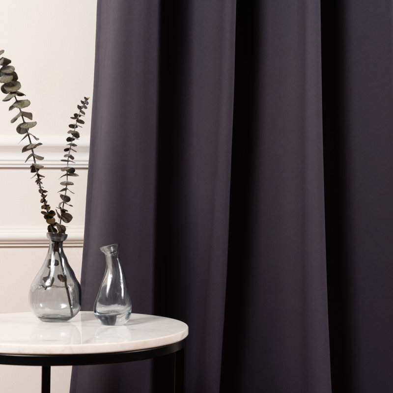 Anthuan Polyester Blackout Single Curtain Panel Single Panel, 52" W x 144" L, Dark Gray