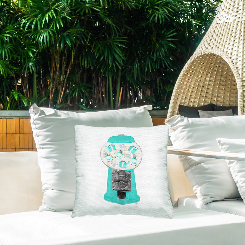 Coussin extérieur Turquoise Vintage Fashion Accessoires Gumball Machine par Amanda Greenwood