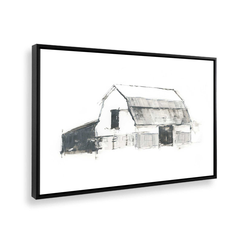 «Greycale Barn Study I» par Ethan Harper, reproduction d'art sur toile, Cadre flottant sans passe-partout, Noir