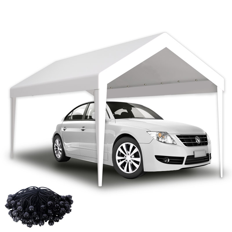 12X20ft Carport Replacement Canopy Cover, Heavy Duty Car Tarp Canopy Tent Garage Top Shelter Cover With 76 Elastic Buckles Suit For Garage Shelter, Frame Is Not Included