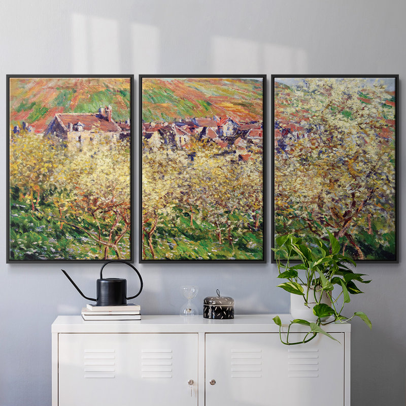 " Monet " 3 - Pieces, 40" H x 78" W x 2" D, Black