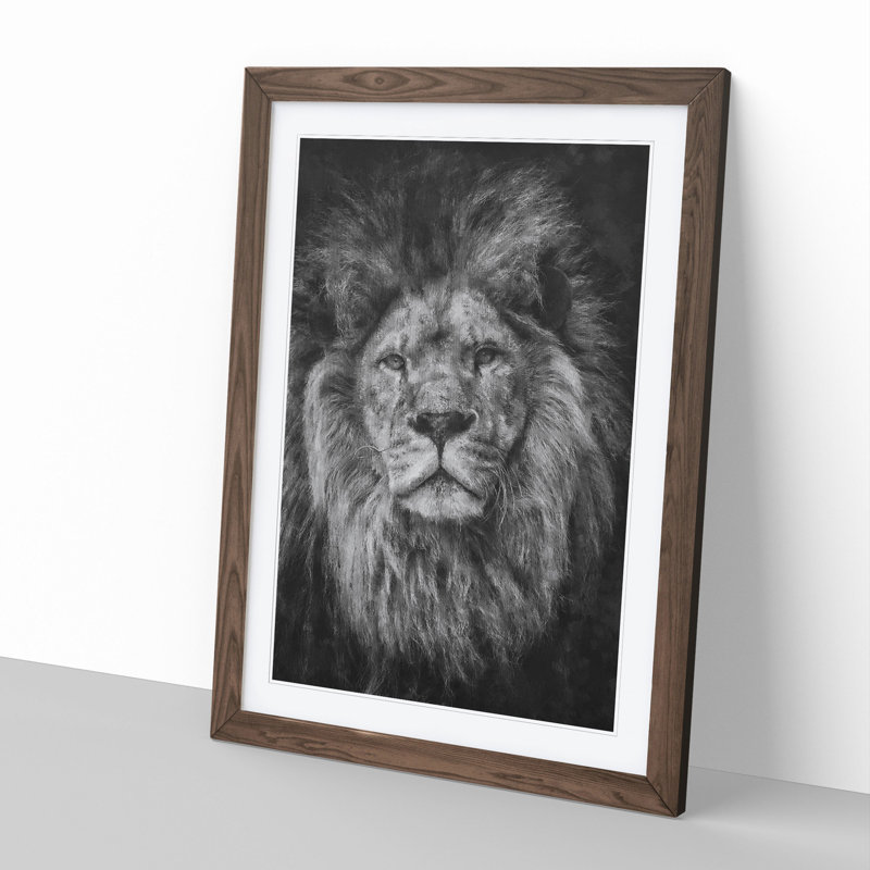View of a Lion - Framed Print, Walnut, 65cm H x 48cm W x 2cm D