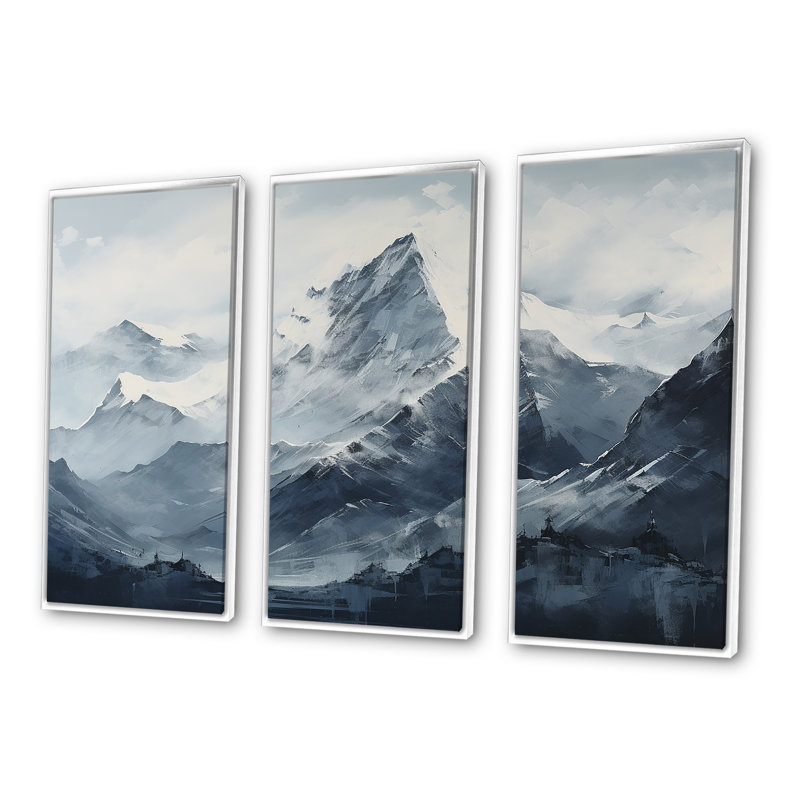 «Moody Majestic Mountain Peaks I - Landscape Mountains», ensemble d'art sur toile, H 40 po x l 60 po x P 1 po