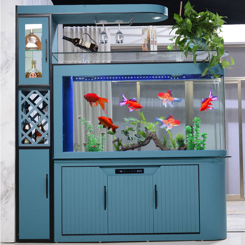 Grand aquarium en verre bleu 47,24 po avec système de filtration, Blue, 338.24 Gallon (78.74" H x 47.24" W x 15.75" D)