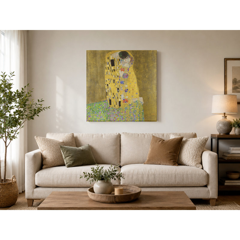 Le baiser (1907-1908) - art mural carré sur toile, 16" W x 16" H